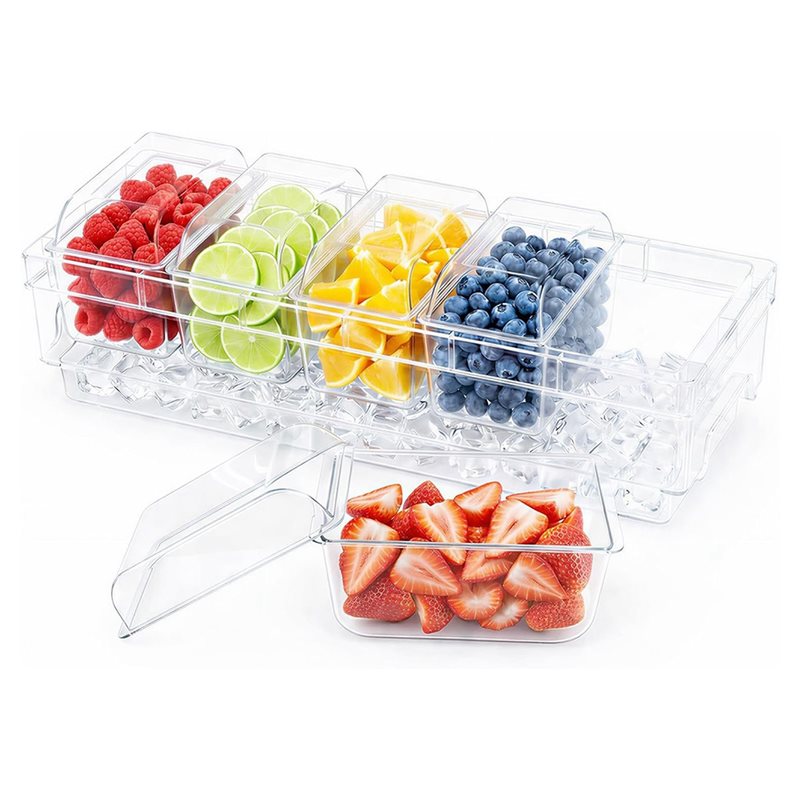 Garnish Tray Set - A25F-gekoelde condimentencontainers, taco-bar serveerset voor feestjes,