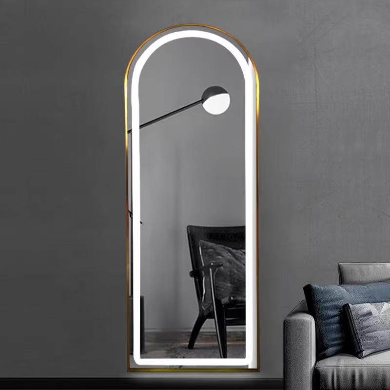 Home Barbershop - Volledige lengte spiegel met driekleurige LED-stripverlichting,
