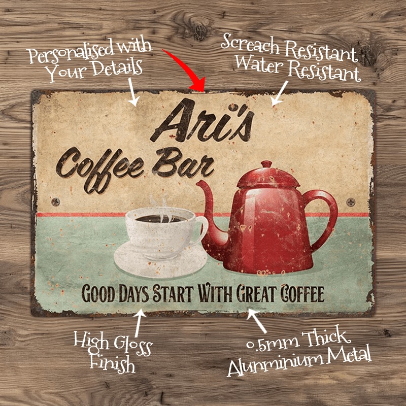 Home Bar And Coffee - CIFbuy Gepersonaliseerde Metalen Koffiebar Bord met
