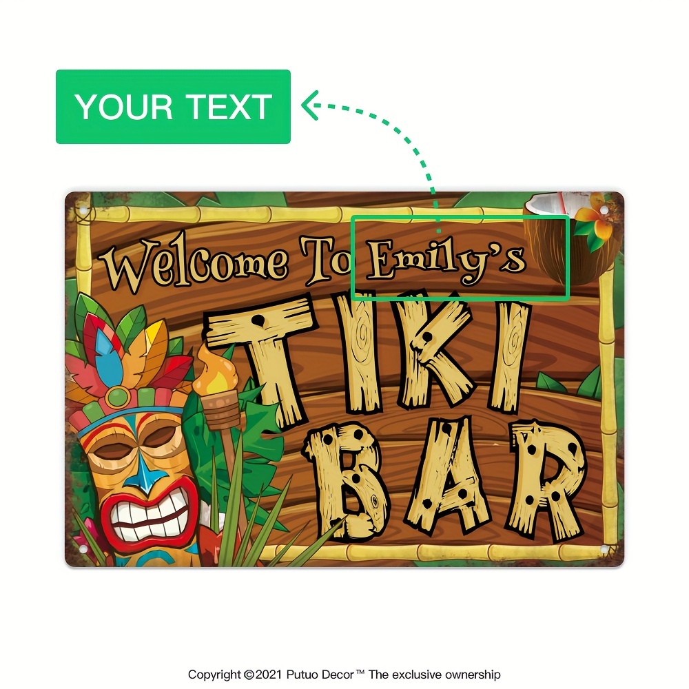 Home Bar And Restaurant - Aangepaste decoratieve Tiki Bar-bord, gepersonaliseerde naam,