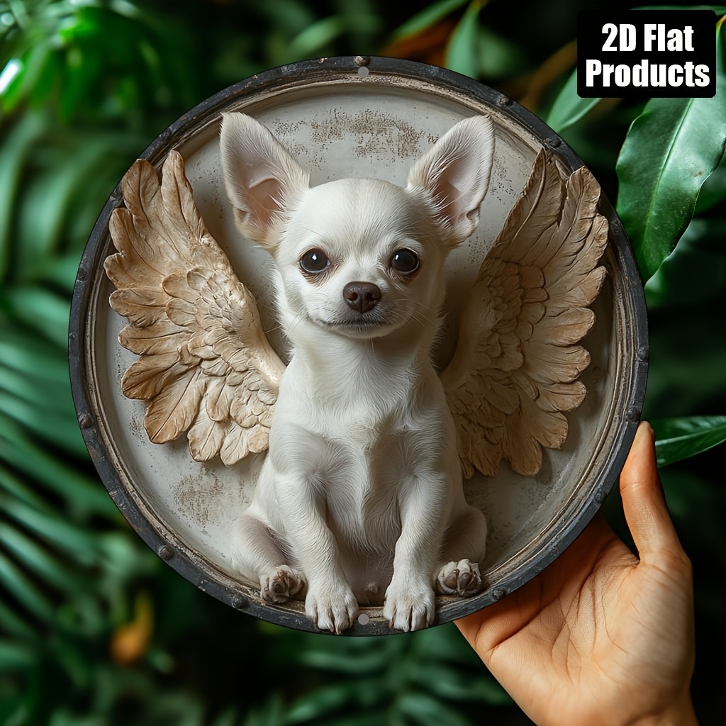 Home Bar And Coffee - 2D plat, 1pc, Chihuahua thema, ronde
