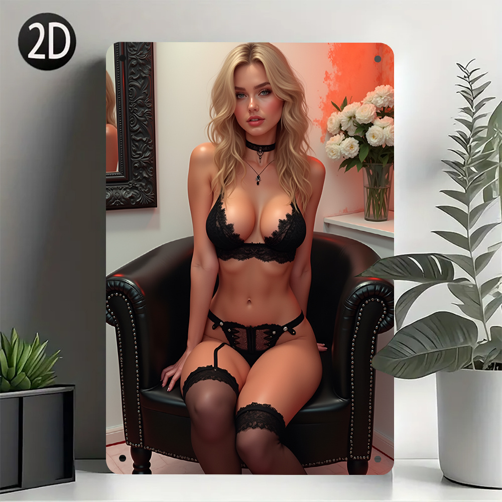 Vintage Sexy Lady Metal Tin Si - Home Bar And Restaurant recensie en prijs