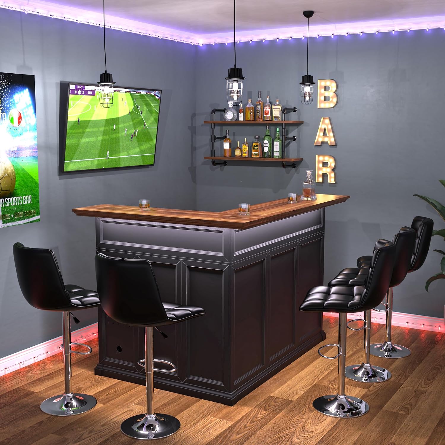 L-vormige thuiskast met koelka - Home Bar Setup recensie en prijs