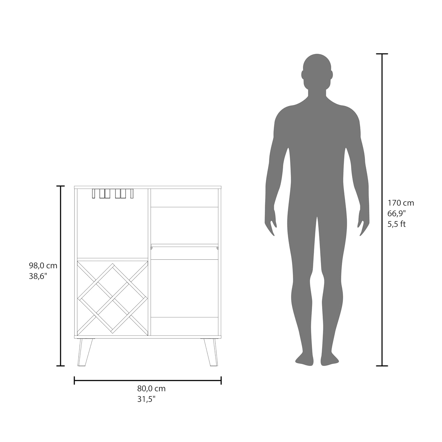 Eikenblauwe barkast met 4 plan - Home Bar Shelf recensie en prijs